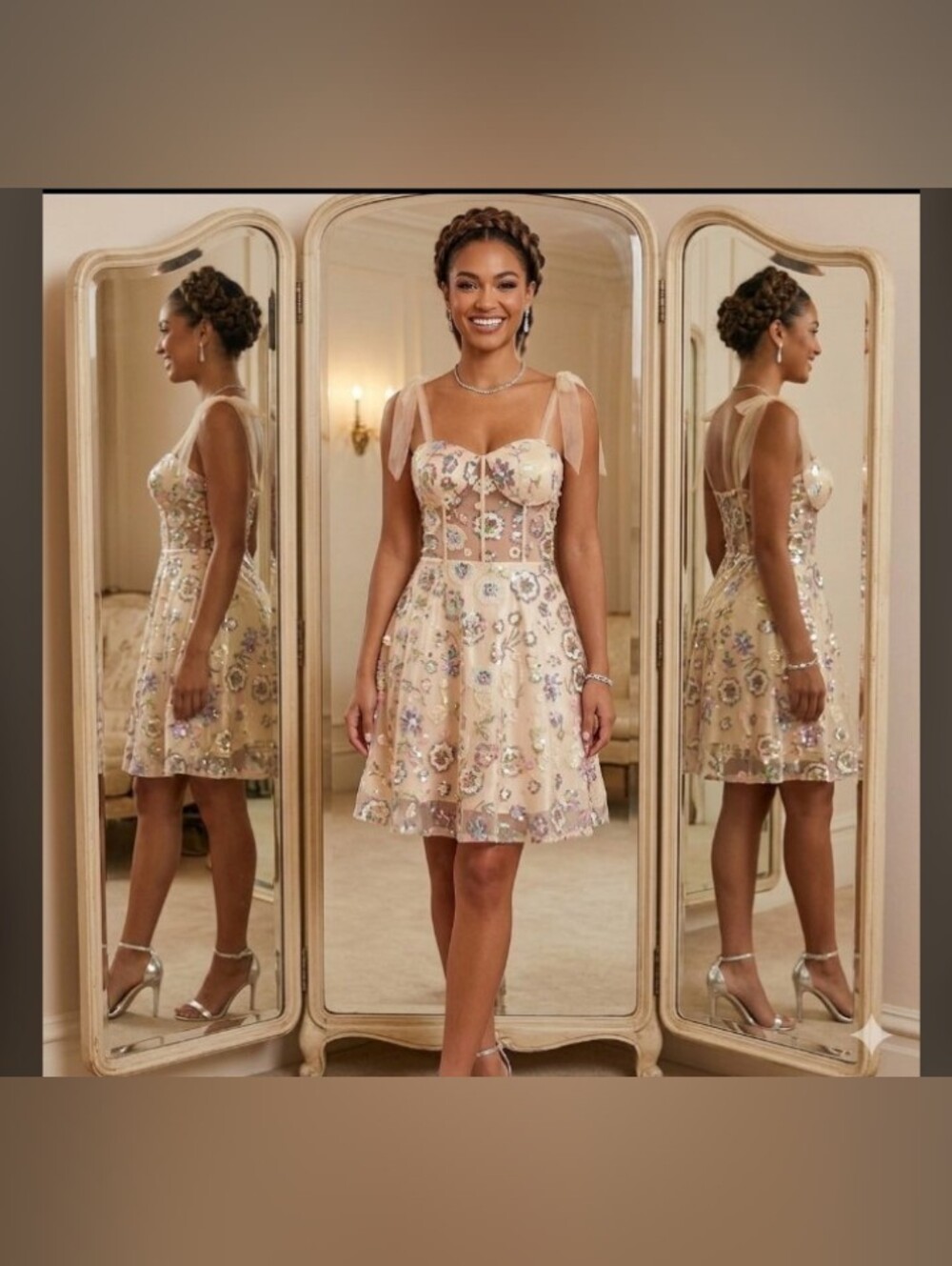 Homecoming Sparkling Dress Coquette Medium Fairycore Corset Whimsical Sequin New